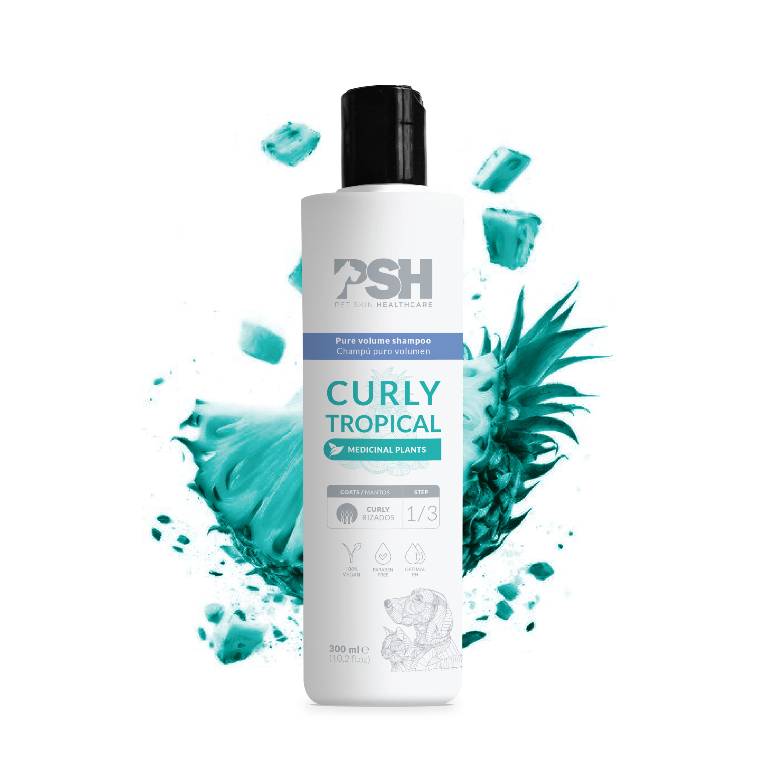 CurlyTropical_shampun_dla_kucheravoji_shersti ШАМПУНЬ ДЛЯ ТВАРИН З КУЧЕРЯВОЮ І ХВИЛЯСТОЮ ШЕРСТЮ З ЕКСТРАКТАМИ ТРАВ - CURLY TROPICAL PSH 300ML - Зображення 1