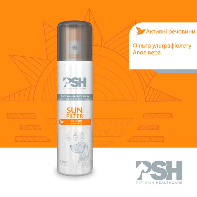 Sun Filter PSH 75 мл — компактний сонцезахисний лосьйон для літнього догляду за шерстю собак